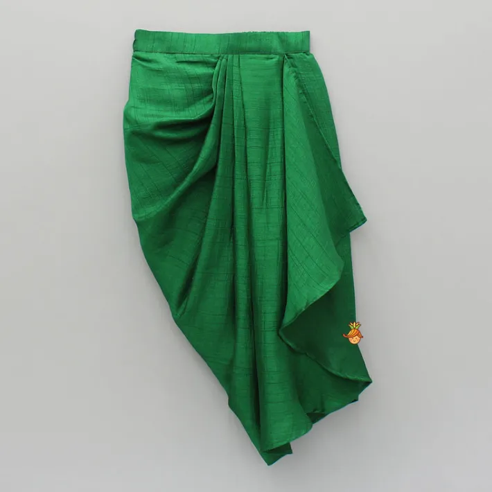 Fashion Green Embroidered Peplum Top And Stylish Dhoti Skirt Ethnic Wear | Dhotis & Patialas