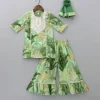 Best Green Floral Printed Kurti With Matching Palazzo And Net Dupatta Ethnic Wear | Palazzos & Shararas