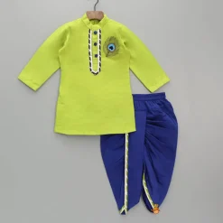 Fashion Green Gota Lace Detailed Kurta With Dhoti BOY Indian Ethnic Wear | Ethnic Sets