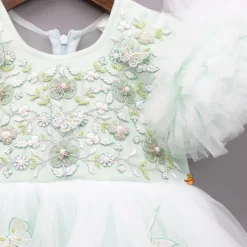 Best Green High Low Dress With Butterflies Embellished And Detachable Bow Dresses & Sets | Dresses