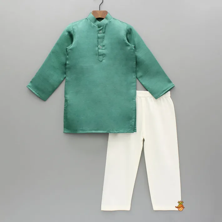 Hot Green Kurta And Embroidered Jacket With Pyjama BOY Indian Ethnic Wear | Ethnic Sets
