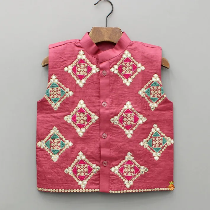 Hot Green Kurta And Embroidered Jacket With Pyjama BOY Indian Ethnic Wear | Ethnic Sets