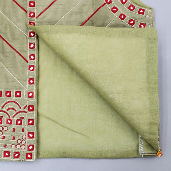 Online Green Kurta And Embroidered Jacket With Pyjama BOY Indian Ethnic Wear | Ethnic Sets