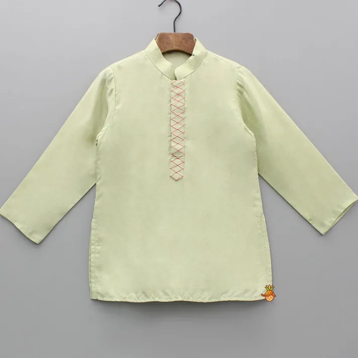 Discount Green Kurta And Pink Embroidered Jacket With Pyjama BOY Indian Ethnic Wear | Ethnic Sets