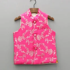 Discount Green Kurta And Pink Embroidered Jacket With Pyjama BOY Indian Ethnic Wear | Ethnic Sets