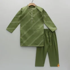 Sale Green Kurta And Printed Jacket With Pyjama BOY Indian Ethnic Wear | Ethnic Sets