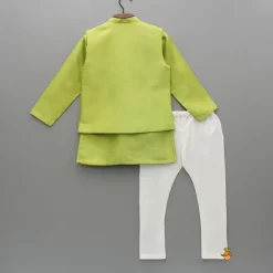 New Green Kurta With Bird Embroidered Jacket And Pyjama BOY Indian Ethnic Wear | Ethnic Sets