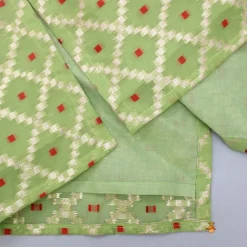 Outlet Green Kurta With Checks Embroidery And White Pyjama BOY Indian Ethnic Wear | Ethnic Sets