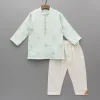 Sale Green Kurta With Detailed Loop Buttons And Pyjama BOY Indian Ethnic Wear | Ethnic Sets