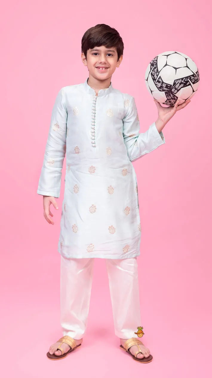 Sale Green Kurta With Detailed Loop Buttons And Pyjama BOY Indian Ethnic Wear | Ethnic Sets