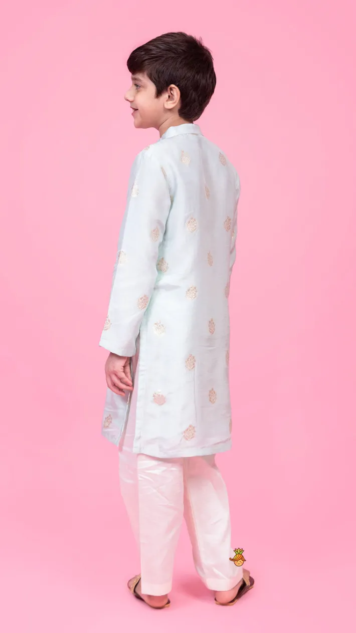 Sale Green Kurta With Detailed Loop Buttons And Pyjama BOY Indian Ethnic Wear | Ethnic Sets