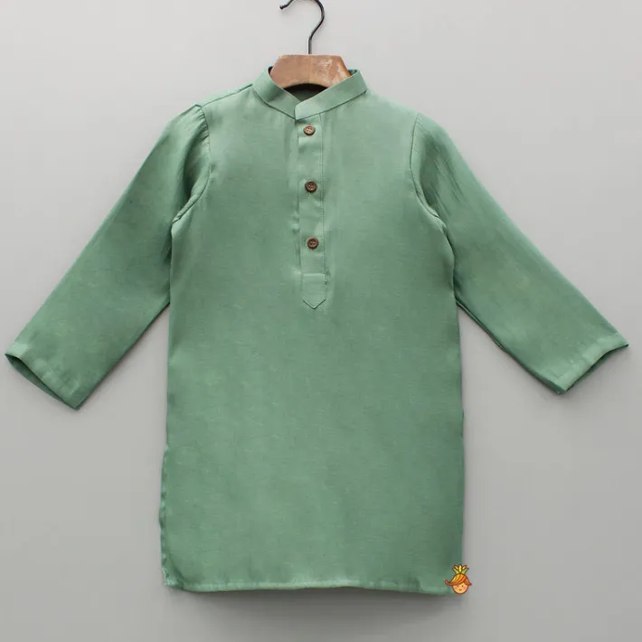 Discount Green Kurta With Printed Jacket And Pyjama BOY Indian Ethnic Wear | Ethnic Sets