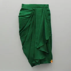 New Green Lace Embroidered One Shoulder Top With Attached Pleated Dupatta And Stylish Dhoti Skirt Ethnic Wear | Dhotis & Patialas