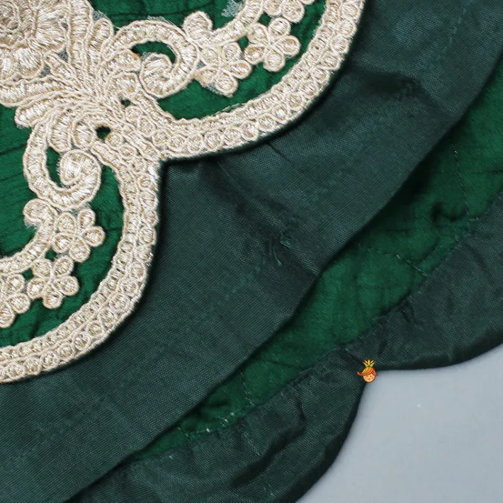 New Green Lace Embroidered One Shoulder Top With Attached Pleated Dupatta And Stylish Dhoti Skirt Ethnic Wear | Dhotis & Patialas