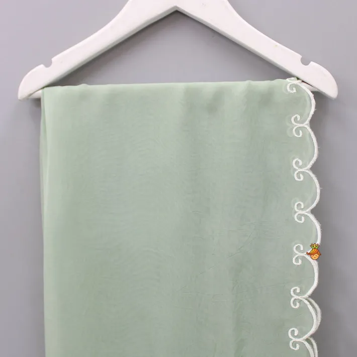 Outlet Green Organza Floral Applique Embroidered Dupatta Ethnic Wear