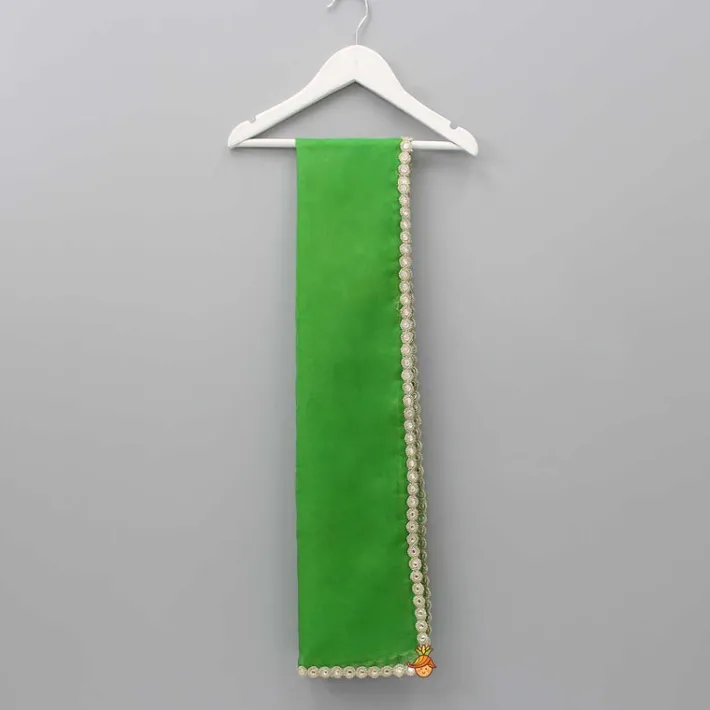 Online Green Organza Lace Work Dupatta Ethnic Wear