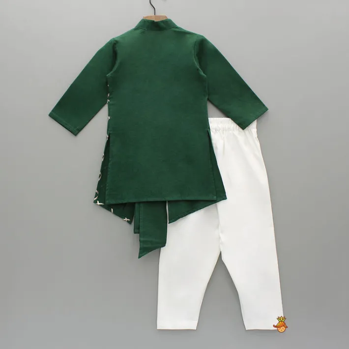 Hot Green Pleated Asymmetric Stylish Kurta With Pant BOY Indian Ethnic Wear | Ethnic Sets