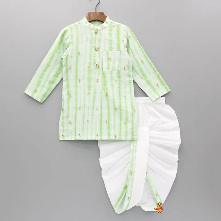 New Green Printed Embroidered Kurta With Dhoti BOY Indian Ethnic Wear | Ethnic Sets