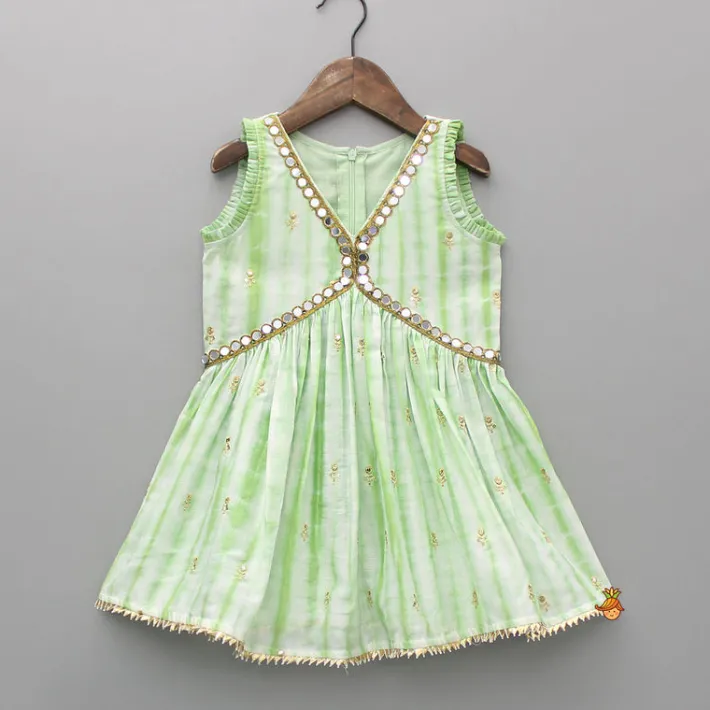 Outlet Green Printed Embroidered Kurti With Sharara Ethnic Wear | Palazzos & Shararas