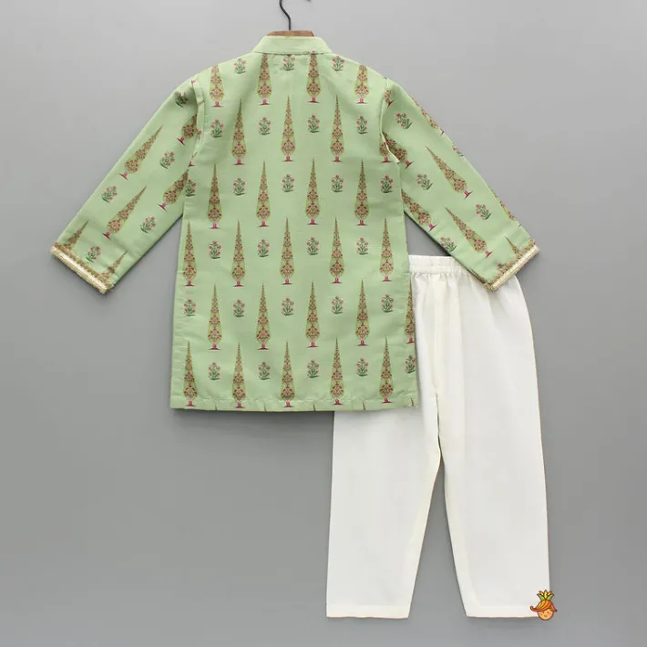 Fashion Green Printed Kurta And Pyjama BOY Twinning Sets | Indian Ethnic Wear
