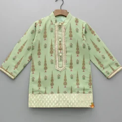 Fashion Green Printed Kurta And Pyjama BOY Twinning Sets | Indian Ethnic Wear