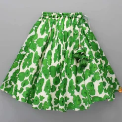 Fashion Green Printed Strappy Crop Top With Lehenga Ethnic Wear | Lehengas & Ghagras