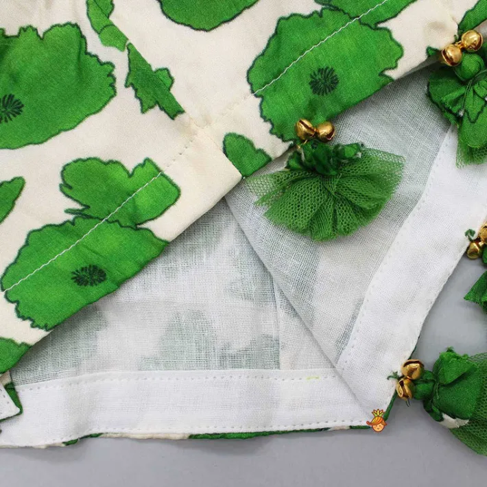 Fashion Green Printed Strappy Crop Top With Lehenga Ethnic Wear | Lehengas & Ghagras