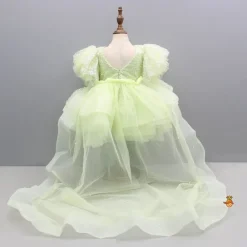 Hot Green Sequin Embellished Dress Featuring Detachable Trail And Bow Paired With Swirled Bow Hairclip Dresses & Sets | Dresses