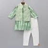 Best Green Shibori Printed Kurta With Embroidered Jacket And Churidar BOY Twinning Sets | Indian Ethnic Wear