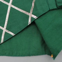 Hot Green Stylish Overlap Halter Neck Gota Lace Detailed Top And Lehenga With Dupatta Ethnic Wear | Lehengas & Ghagras