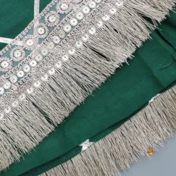 Hot Green Stylish Overlap Halter Neck Gota Lace Detailed Top And Lehenga With Dupatta Ethnic Wear | Lehengas & Ghagras