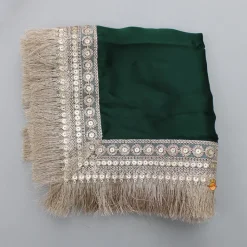 Hot Green Stylish Overlap Halter Neck Gota Lace Detailed Top And Lehenga With Dupatta Ethnic Wear | Lehengas & Ghagras