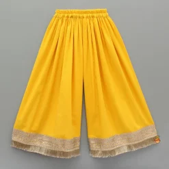 Outlet Green Tie Up Strap Top And Flared Palazzo Ethnic Wear | Palazzos & Shararas