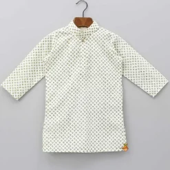 Clearance Green Tiny Flower Print Kurta And Pyjama BOY Indian Ethnic Wear | Ethnic Sets