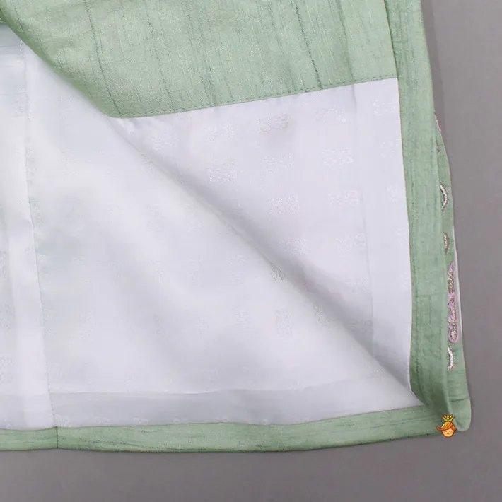 Discount Green Zari And Thread Embroidered Sherwani With Pyjama BOY Indian Ethnic Wear | Sherwani Sets
