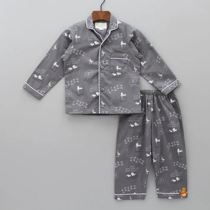 Fashion Grey Snoop Dog Printed Sleepwear BOY Sleep Wear | Sleepwear