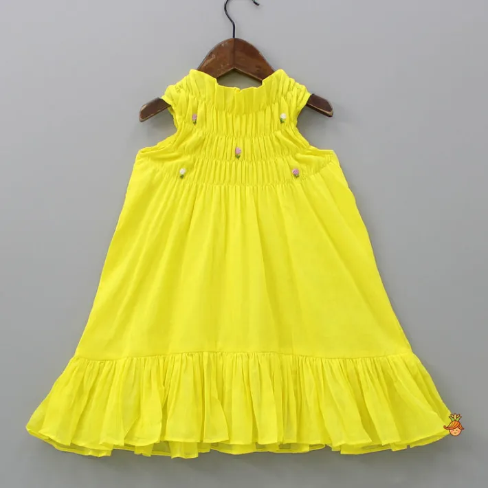 Clearance Halter Neck Embroidered Yellow Dress Dresses & Sets | Dresses