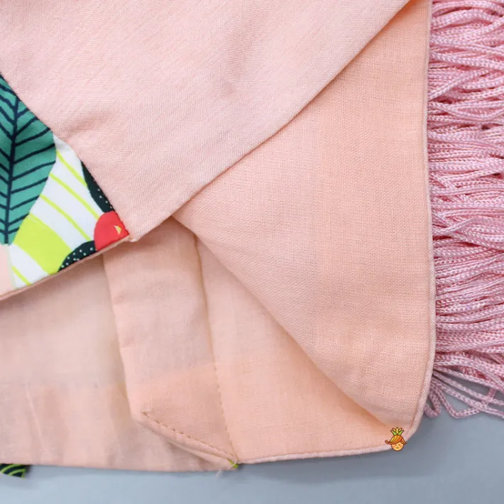 Hot Halter Neck Open Back Peach Top And Printed Multicolour Dhoti Style Tulip Pant Ethnic Wear | Dhotis & Patialas