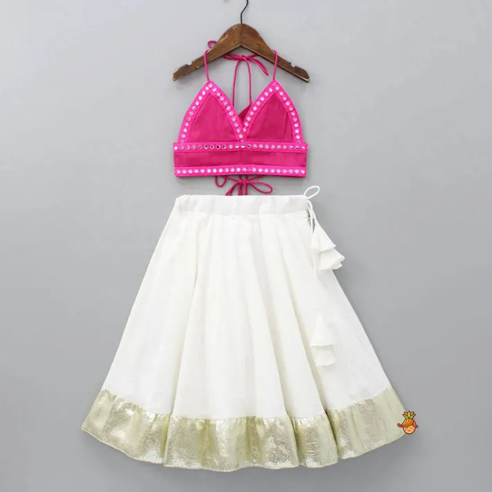 Online Halter Neck Pink Top And Flared Lehenga Ethnic Wear | Lehengas & Ghagras
