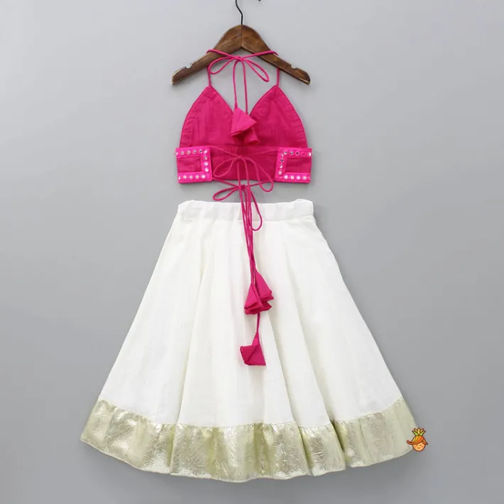 Online Halter Neck Pink Top And Flared Lehenga Ethnic Wear | Lehengas & Ghagras