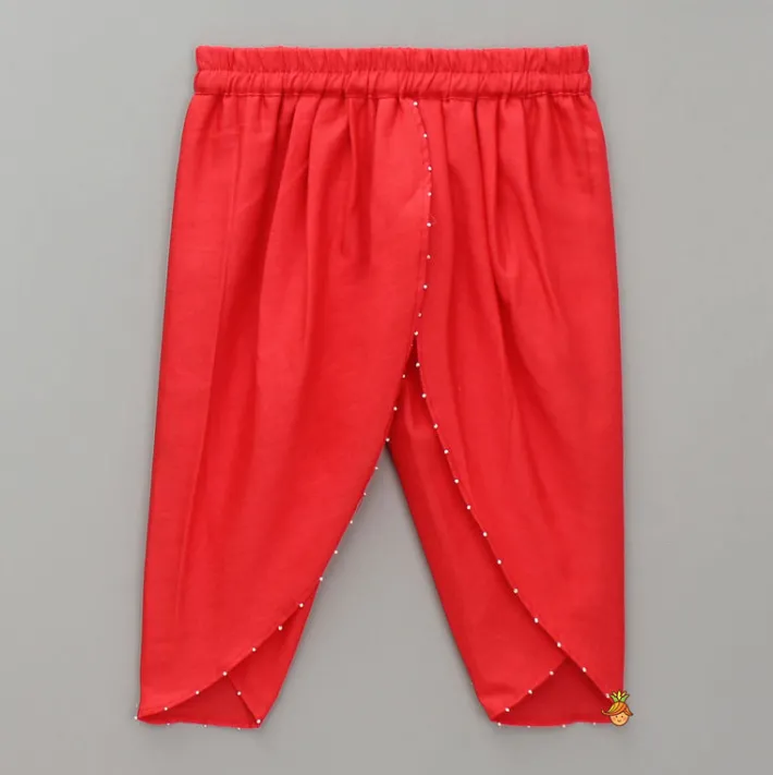 Best Halter Neck Red Short Kurti And Tulip Dhoti Pant Ethnic Wear | Dhotis & Patialas