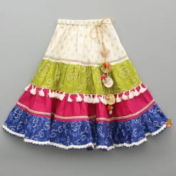 Outlet Halter Neck Thread Embroidered Top And Multi Printed Lehenga Ethnic Wear | Lehengas & Ghagras