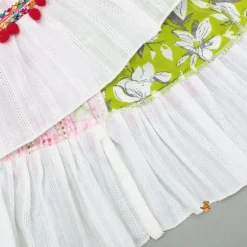 Hot Halter Neck Thread Embroidered Top And Frilly Hem Multicolour Lehenga Ethnic Wear | Lehengas & Ghagras