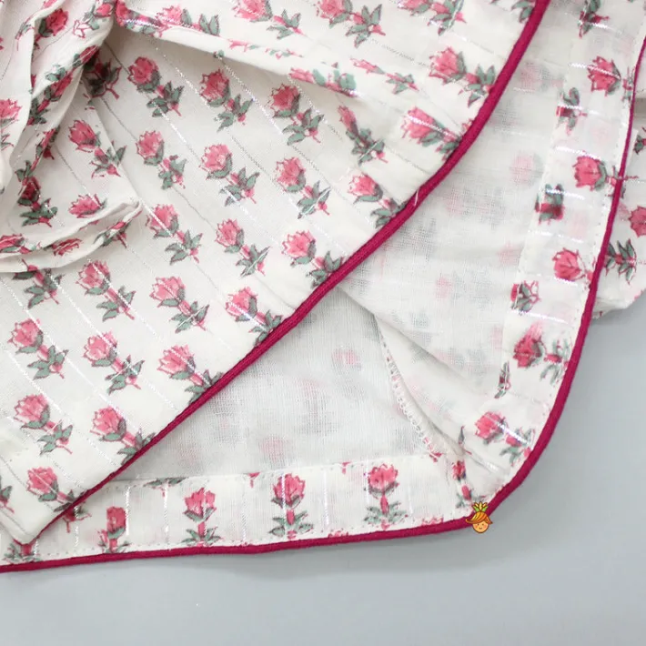 Sale Hand Block Floral Printed Pink Frilly Sleeves Top And Lehenga Ethnic Wear | Lehengas & Ghagras
