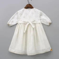 Hot Hand Block Lotus And Polka Dots Printed Potli Buttons Detail Off White Dress Dresses & Sets | Dresses