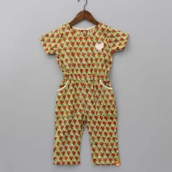 Discount Hand Block Printed And Heart Patch Detailed Jumpsuit Dresses & Sets | Jumpsuits