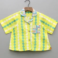 Online Hand Block Printed Notch Collar Top And Shorts BOY Sleep Wear | Sleepwear