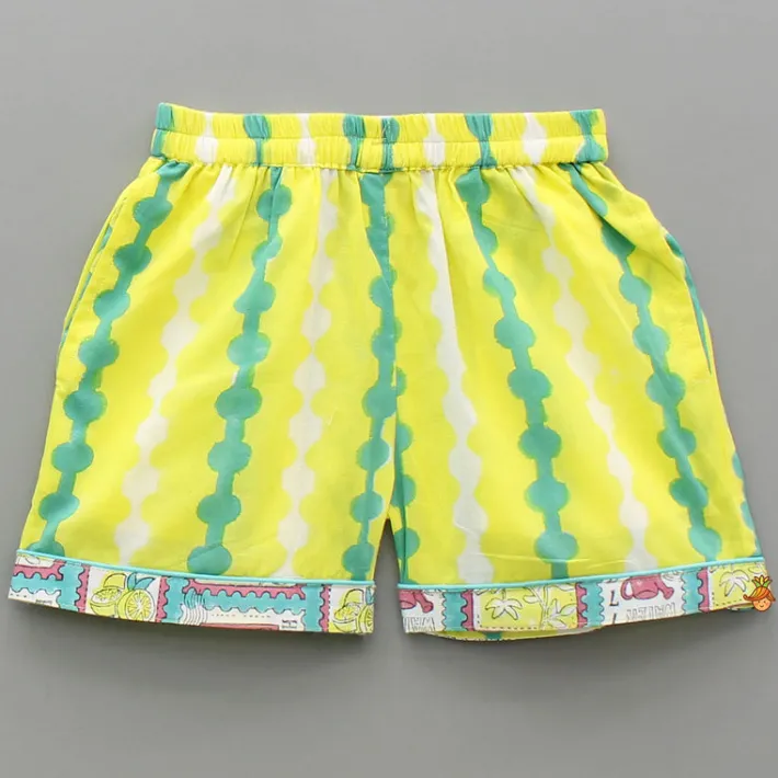 Online Hand Block Printed Notch Collar Top And Shorts BOY Sleep Wear | Sleepwear