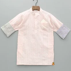 Hot Hand Block Printed Peach Kurta BOY Indian Ethnic Wear | Kurtas
