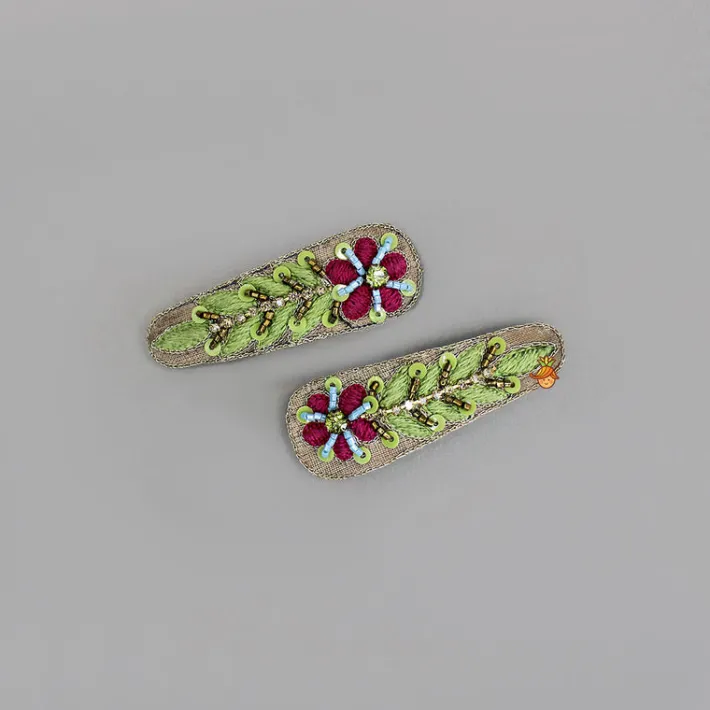 Outlet Hand Embroidered Floral Hair Clips Hair Accessories | Hair Clips